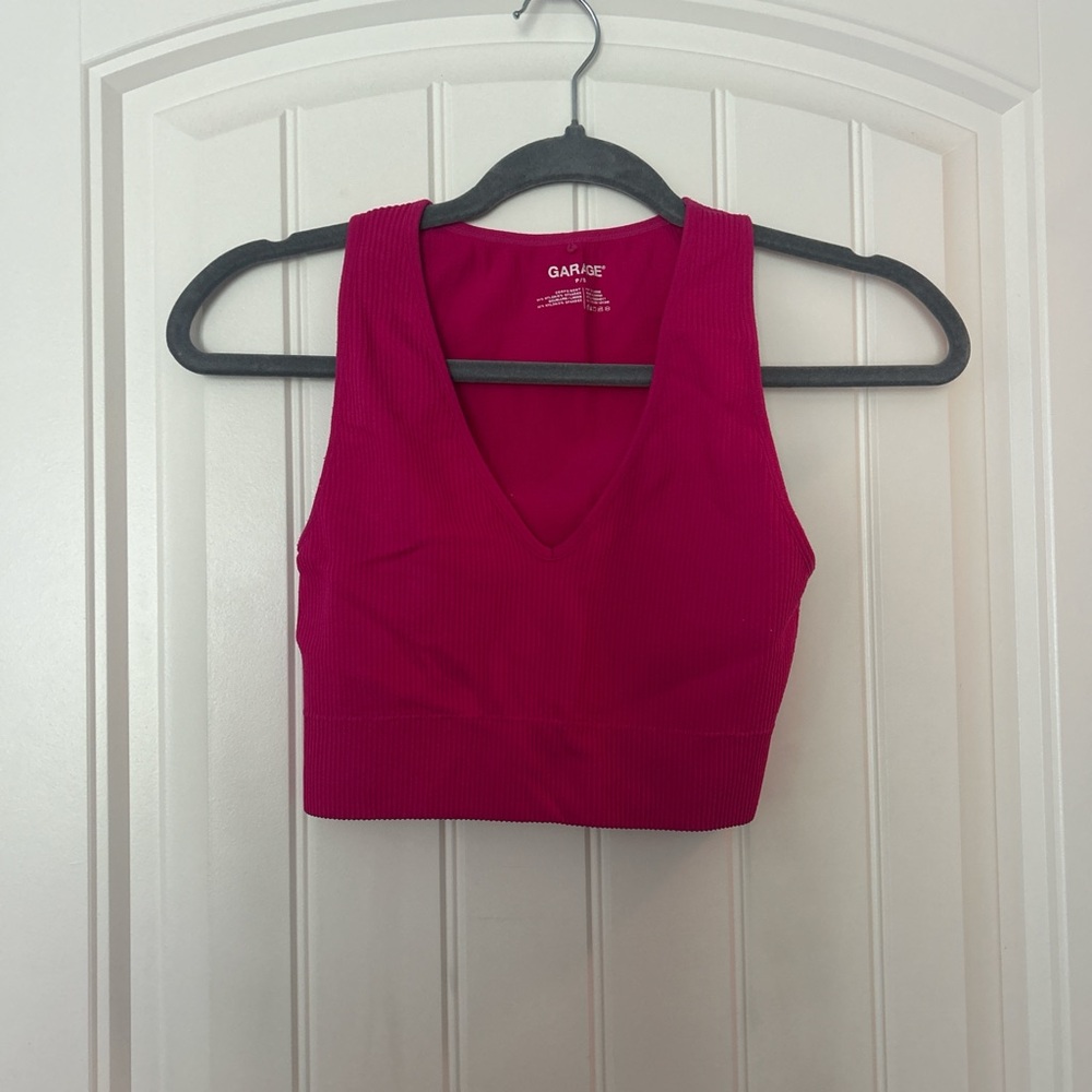 Garage Pink Fitted Crop Tank Top